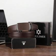 Men's Belt, Ratchet Dress Casual Belt With Adjustable Automatic Buckle Trim To Fit,40inch-44inchWaistAdjustable,DarkBrown-01 - 深棕色-01 - 查看 5