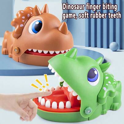 1pc Prank Toy, Triceratops Biting Finger, Big Mouth Crocodile Dinosaur Toy, Shark Biting Hand Prank Toy, Children & Parent Interactive Gag Toy