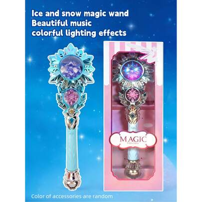 Kids' Ice & Snow Snowflake Light-Up Magic Wand, Pink & Blue Interactive Magical Stick, Princess Party Costume Prop, Girls' Holiday & Birthday Gift