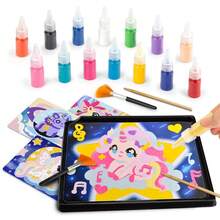 Children's Sand Art Creative Set Includes Sand Art Cards, Multi-Coloured Sand, Paintbrush, Tray. Supports Sand Art Creation, Stimulates Artistic Creativity And Hands-On Ability. Suitable For Children Aged 3 And Above. Ideal For Birthday Or Children's Day Creative Gifts. - Multicolor - View 9