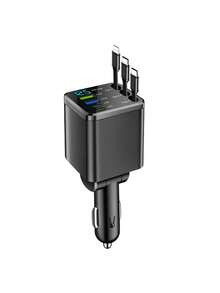 7口黑色车载充电器，带数字显示屏、PD快充、可伸缩线缆、多功能、角度可调、7合1（双USB接口、双PD接口、苹果快充线、Type-C快充线、超快充线）、点烟器接口 - 均碼 - 查看 9