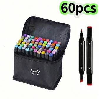BANBERS Dual Tip Markers, Manga/Design/School Marker Pen Set, Quick Dry Marker Pen Set, Dual Tip Markers, Felt Tip Pens, Drawing, Coloring, With Storage Bag
