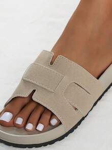 Women's Fashion Flat Open Toe Slippers, Versatile For Home, Beach, Spring/Summer - Beige - View 6