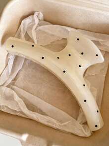 2pcs/1pc Women 4.33in/11cm Straight Claw Polka Dot Plastic Hair Clips, Fashion Versatile Elegant Minimalist Solid Color Hair Claws, Suitable For Daily, Casual, Party, Commute, Beach, Bun, Ponytail, Washing Face, Makeup, Accessory