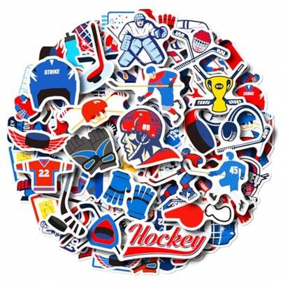 Paquete de 100 pegatinas de hockey sobre hielo regalos de decoración de fiesta de hockey calcomanías impermeables para botella de agua computadora portátil teléfono