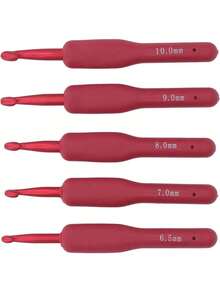 EstiloJuego De Agujas De Ganchillo, 5 Ganchillos De Aluminio Con Mango Ergonómico para Hilo De Lana, Talla 6.5-10 MmVersión mejorada - 1 - Ver 10