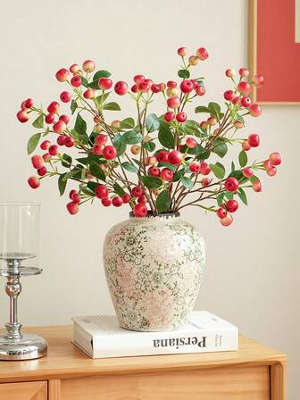 1pc 1-Inch Artificial Apple Branch, For Vase, Realistic Fruit Bouquet, Apple Stem, With Fake Apple Tree Twig, Suitable For Kitchen Decor, Home Wedding Party, Shop, Office, Garden Decor, DIY Floral Craft