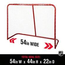 Franklin Sports - Red de Hockey Callejero para jóvenes Meta de Hockey de Acero para Interiores y Exteriores para niños Meta portátil Junior 54 Pulgadas - RojoBlanco - Ver 4