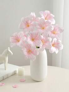 3 Stems Artificial Pink 3-Head Lily Flowers, Suitable For Wedding Decor, Home Decor, Outdoor Floral Arrangement, Living Room, Dining Table, Photography Props, Garden Decor - Pink - View 6