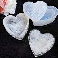 DIY Resin Mold Valentine's Day Heart Shaped Storage Box Decor Mold, Home Decoration Pedestal, Drip Glue, Plaster, Candle, Incense Silicone Mold - White - View 5