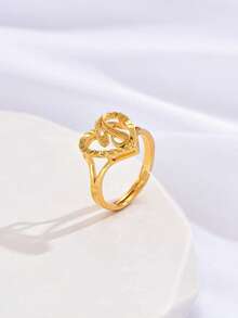 1pc Vintage Creative 26 Letter Adjustable Ring, European And American Style, Suitable For Couples - Yellow Gold - View 14