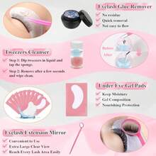 DLashes Kit For Eyelash Extension Beginner Lash Tech Starter Kit With Eye Lash Mannequin Head Profional Eyelash Extension Kit With Lash Fan Extension Glue And Eyelash Remover For Practice Training - Pink - View 5