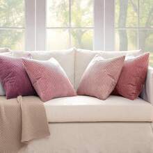 [Free Shipping]MIULEE Pack Of 4 Purple Pink Valentines Corduroy Decorative Throw Pillow Covers 20x20 Inch Soft Boho Striped Pillow Covers Modern Farmhouse Spring Home Decor For Sofa Living Room Couch Bed - 紫粉色 20吋 x 20吋 四件裝 - 查看 6