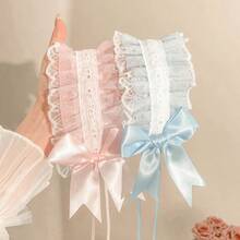 1pc Hair Bands For Women - Lace Bow Double Clip Lightweight Hairband, Cute Maid Cosplay Pink& White Accessory​ - 粉紅色髮帶 - 查看 2