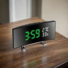 1pc Multifunctional LED Curved Large Screen Alarm Clock, Time/Temperature/Humidity Display Clock On One Screen, Desktop Dedicated Clock, USB Plug In Use/Three Size 7 Batteries (The Screen Will Automatically Turn Off When Only The Battery Is Used) - 1 - Xem 9