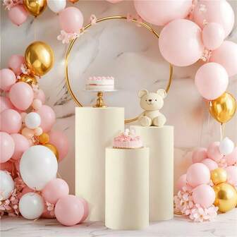 1 st cylindriskt basskydd, elastiskt cylindriskt stativskydd, lämpligt för fest-, bröllops- eller födelsedagsdekorationer - endast skydd