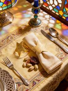 4-12pcs Premium Matte Star Napkin Rings, Suitable For Holiday Table Decor, Ramadan, Weddings - Multicolor - View 1