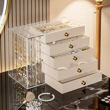 1pc Multi-Functional Transparent Desktop Drawer-Style Jewelry Box, Can Store Bracelets, Bangles, Watches, Rings, Earrings, Necklaces, Stud Earrings, Stackable Drawers Jewelry Organizer Box, Multi-Purpose Drawer Jewelry Box - Multicolor - View 1