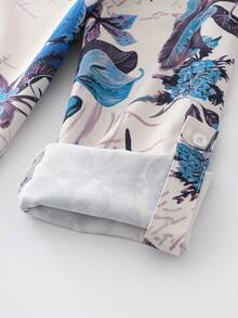 Women's Vacation Casual Floral Print Collared Shirt And Pants Set Spring - Blue - View 6