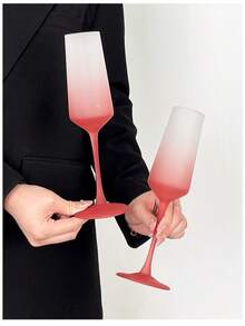 2 Stück rosa Sektkelche mit langem Stiel, transparente Sektgläser geeignet für Party, Bar, Restaurant, spülmaschinenfest - Pink - Übersicht 7