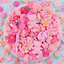 60Pcs Frosted Pink Slime Charms Assorted Cute Decoden Embellishments, Kawaii Slime Accessories,Candy Heart Bear Bulk Flatback Resin Charm For Phone Junk Cases,ScrapbooFKing Crafting & DIY Decoration - 粉紅色的 - 查看 5