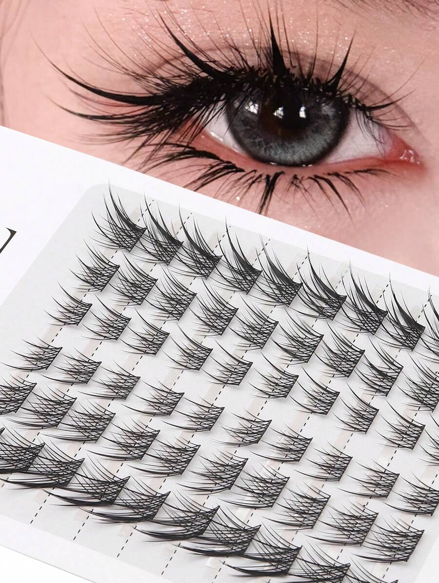 60Pcs False Eyelash Clusters, Voluminous Style, 8-16mm Mixed Length, Fluffy Fox Eye False Eyelashes, Single False Eyelashes, DIY Eyelash Extensions, Natural And Flowing False Eyelash Extensions, Eyelash Clusters, Cat Eye Clusters, False Eyelash Clusters, Single False Eyelashes, Eyelashes, False Eyelashes - C - Xem 1