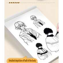 1 pièce Livre de dessin de dessin animé pour enfants : Version garçons, Version filles, Style chibi, Style ancien, Tutorial de dessin au trait pour filles, Bases des personnages d'anime faits à la main, Style aléatoire - Multicolore - Voir 3
