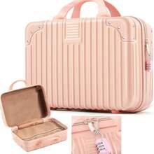 1pc 14-Inch Leather Mini Suitcase, Lightweight Handheld Cosmetic Bag, Women Travel Storage Box - Multicolor - View 1