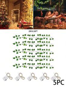1/2/3/4/5/6 件装人造常春藤 LED 灯串，2 米（6.56 英尺）/20 LED 悬挂式植物 DIY 绿叶背景装饰灯，适用于节日卧室墙面装饰、婚礼派对餐桌装饰、花园灯、花园装饰、婚礼装饰、房间装饰、生日毕业礼物