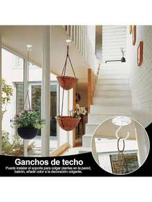 EstiloTendenciaGanchos Techo, Ganchos Montaje En Pared De Metal Resistente Para Colgar Comederos De PáJaros, Gancho De DecoracióN Al Aire Libre, 2 Piezas (Negro)Calidad PremiumVersióN Mejorada - blanco - Ver 5