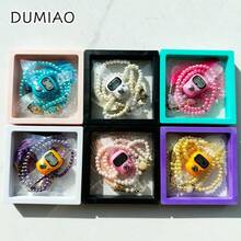 Random Style Jewelry Set, Moon House Faux Pearl Bracelet, Metal Keychain, Counter Gift Box - Multicolor - View 10