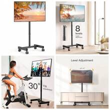 Mobile TV Cart, Rolling TV Stand For 13-50 Inch With 30° Tilt Universal TVs Cart For LED/LCD/OLED Height Adjustable Floor TV Stand Holds 44lbs Portable Monitor Stand Max VESA 200x200mm - 米色 - 查看 2