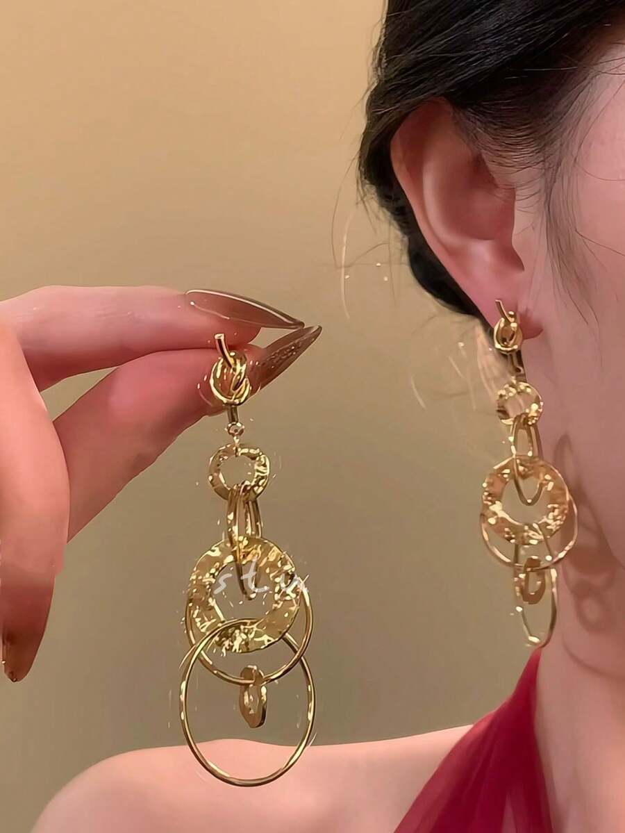 一对打结流苏耳环，女士时尚首饰，轻盈奢华的高端耳环，适合新年佩戴或作为礼物 - 彩色 - 查看 1