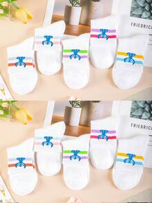 1 Pair/5 Pairs/10 Pairs Women's Ankle Socks - Disney Stitch Pattern, Couple Ankle Socks, Colorful Striped Sports Ankle Socks, Versatile Style, Suitable For Daily Wear And As Holiday Gifts - Multicolor - View 10