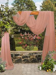 1 Stück 75*300/600cm champagnerfarbener transparenter Vorhang, geeignet für Hochzeitshintergrund, Geburtstagsparty, Babyparty, Bridal-Shower, Hochzeitszeremonie Dekoration, kann auch für Bridal-Shower, Hochzeitszeremonie, Empfang, Raumhintergrund zuhause, Mehrzweck-Hochzeitsbogen, Treppenhaus, Stuhldekor verwendet werden, Valentinstag Geschenk, Hochzeitsgeschenk, Ramadan Dekoration, Frühlingsdekoration, Osterdekoration - tiefe Champagnerfarbe - Übersicht 5