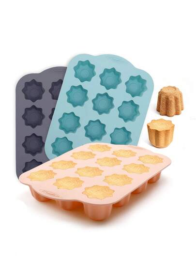 1 st kreativ silikonkakform, 12-kopps kakform, non-stick blommuffinsform, bakform i kolstål, åttkantig stjärnblommachoklad silikonform, Pandoro mousseform, gör-det-själv-bakverktyg