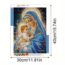 5D钻石画套装 - 圣母玛利亚与耶稣主题，全钻钻石马赛克DIY工艺品，适合家居墙面装饰和礼品赠送 - 彩色 - 查看 12
