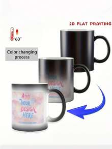 1pc 11oz/350ml Personalized Color Changing Mug, Customized Coffee Cup, Cafe Personalized Coffee Mug, Heat Sensitive Magic Color Changing Ceramic Cup, Customizable Design, Fashionable Splatter White Dot Color Changing Mug - Uniquely Designed Customized Coffee Cup - Multicolor - View 5