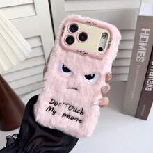 The 2025 New Plush Cartoon Fun Orange And Pink Expression Phone Case With Holder, Shock-Absorbing Soft TPU Protection, Suitable For IPhone 17, 16, 15 Pro, Pro Max Phones, Is A Fashionable And Exquisite Winter Women's Phone Case. It Is A Beautiful Gift For Family, Girlfriends, And Colleagues As A Christmas, New Year, Thanksgiving, Mother's Day, Teacher's Day, And Birthday Gift. - 粉色 - 查看 3