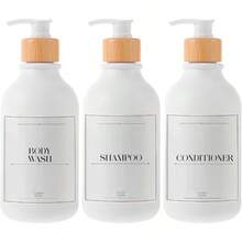 Set 3 Dispensadores de Jabón Líquido Shampoo y Acondicionador Botellas de 500ML Accesorios Ideales para Baño y Regadera Blanco - blanco - Ver 1