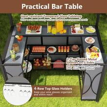Lifezeal 6.5 X 4 X 8 FT Grill Gazebo Set With 2 Bar Stools, Tempered Glass Bar Table Brown/Gray - Grey - View 5