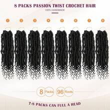 Passion Twist Crochet Hair, Pretwisted Passion Crochet Hair 8/10/12/14 Inch, Passion Twist Crochet Hair 1/8 Packs Prelooped Passion Twist Hair, Short Pre Looped Crochet Hair - Multicolor - View 4