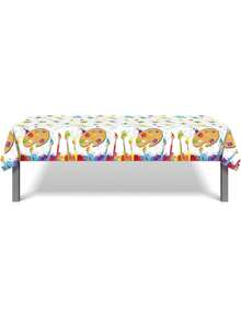 Estilo2Pcs Manteles de Fiesta de Arte Suministros para Fiestas de Cumpleaños Manchas Vibrantes de Pintura de Acuarela Salpicaduras Pinceladas Cubierta de Mesa Líquida Ideal para Cumpleaños de Arte/Fiesta de Pintura, 54 x 87 Pulgadas Versión Mejorada - 1 - Ver 3