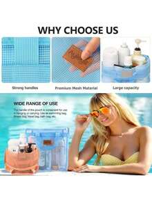 Estilo2 Bolsas De Malla De Ducha De Secado RáPido Para Colgar ArtíCulos De Cambiador Y BañO Organizador Para Viajes Y NatacióN Con Cierre (2 Grises)VersióN Mejorada - azul pálido - Ver 4