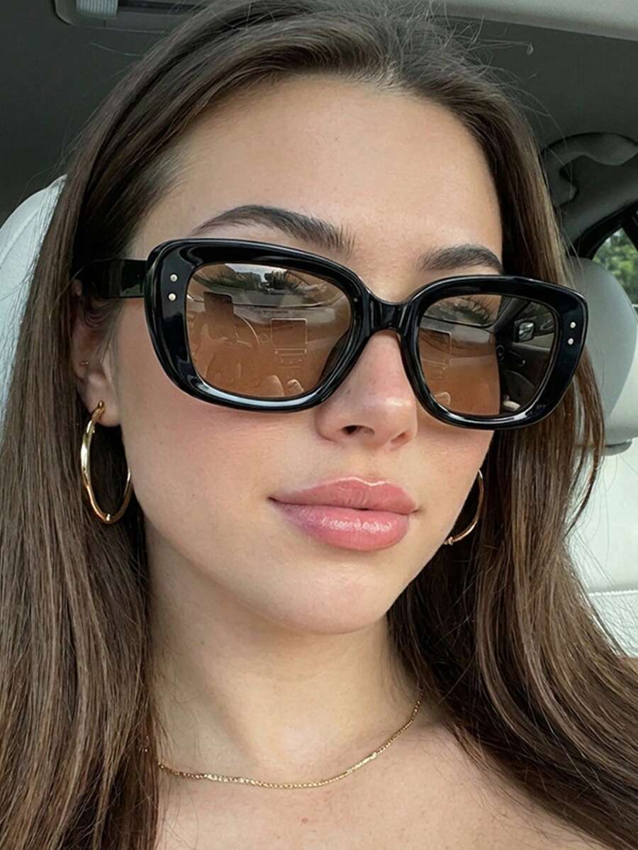 1 Pair Black Frame Cat Eye Fashion Glasses, High-End Retro Personalized Fashion Fashion Glasses Suitable For Driving, Travel, Parties, Daily Outings