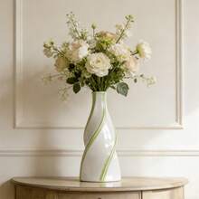 Ceramic Vase Geometric Spiral Vase Flower Holder For Home Office Shelf Table Living Room - màu xanh lá - Xem 1
