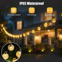 1 pieza Luz solar de 6.5 M con bolas de burbujas LED, luz de camping al aire libre, luz de decoración de jardín solar, lámpara de decoración de fiesta, decoración del Día de San Valentín para calle, jardín, barandilla, escalera - Cadena de luces de bola de burbujas alimentada por energía solar - Ver 3