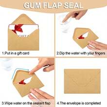 100pcs/50pcs/20pcsMini Envelopes 100 Count 4.1 X 2.75 Inches Brown Kraft Envelopes Bulk Tiny Envelope Pockets For Gift Card, Small Note Cards, Business Card - Cowhide - View 4