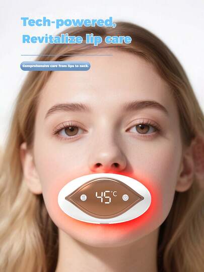 PinkSings Dispositivo de aumento de labios con terapia de luz roja, herramienta de cuidado de labios y ojos 2 en 1 con calentamiento para antienvejecimiento, suavizar arrugas de los labios, dispositivo de aumento de labios y reducir ojeras, 4 niveles de temperatura de calentamiento