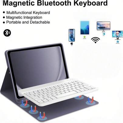 TenYide Book Style Tablet Protective Case, Mini Bluetooth Keyboard + Tablet Protective Case, Multi-Angle Stand Design, Shockproof/Dustproof/Anti-Fingerprint